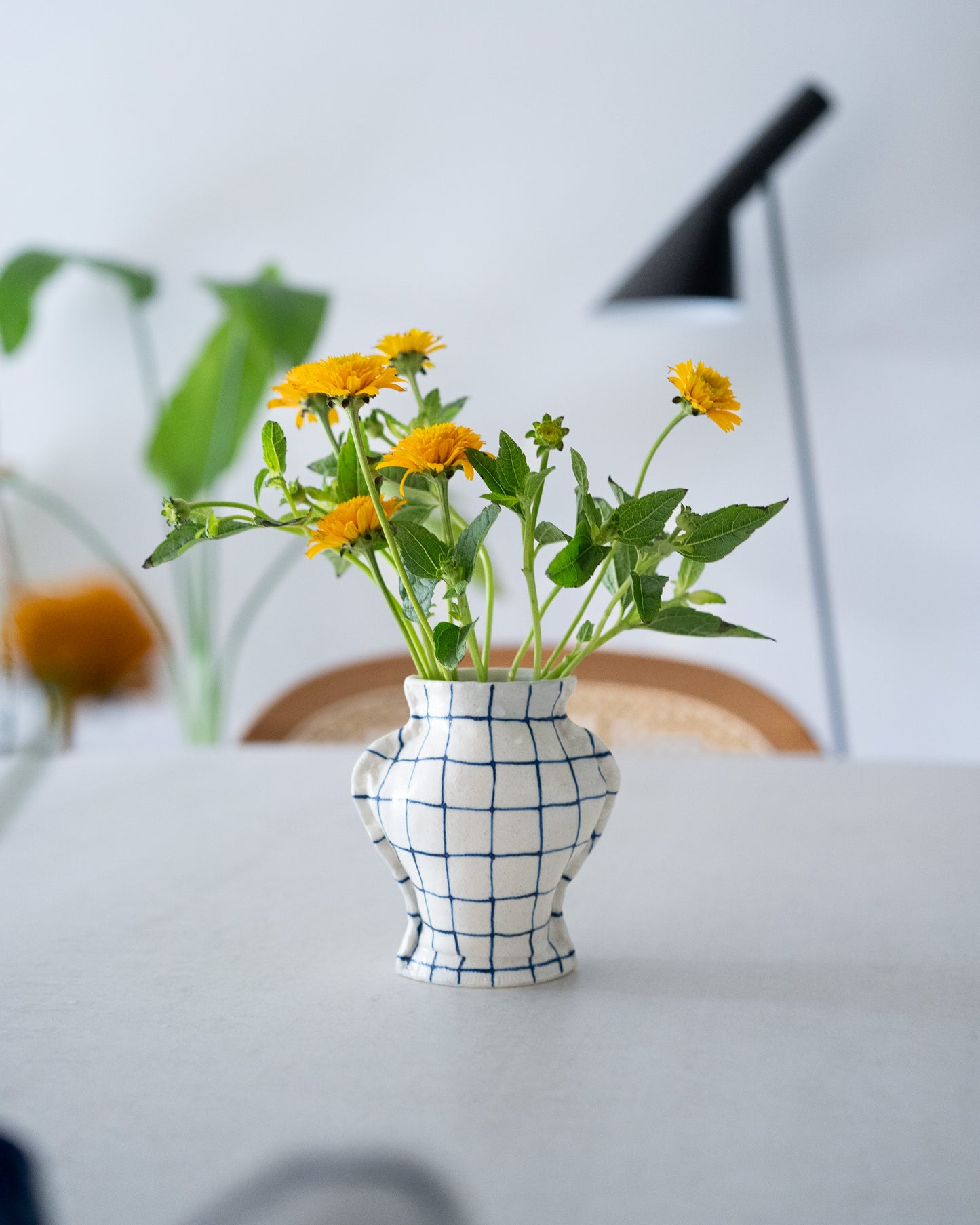 Fabramics - round sholder small vase - Line chek