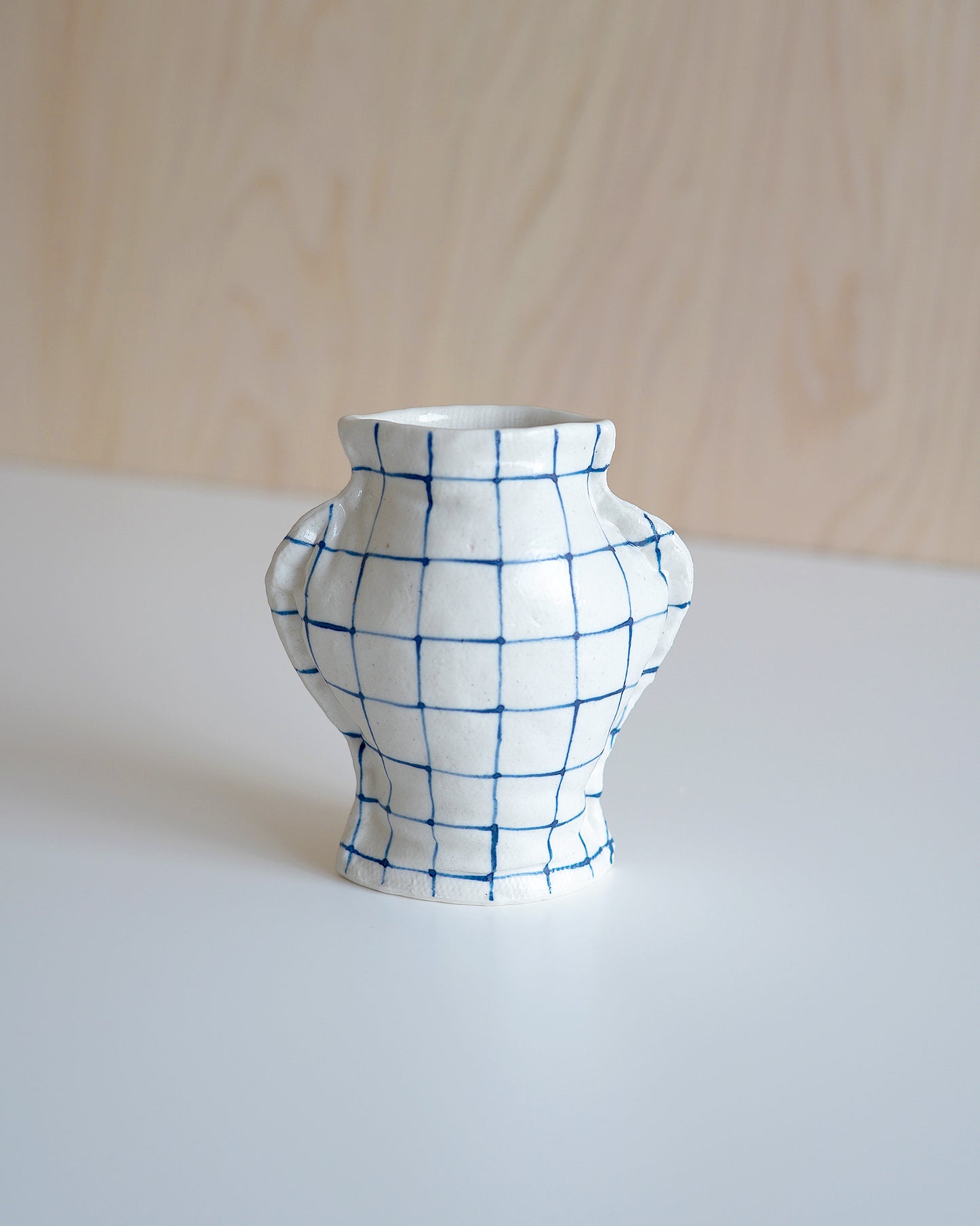 Fabramics - round sholder small vase - Line chek