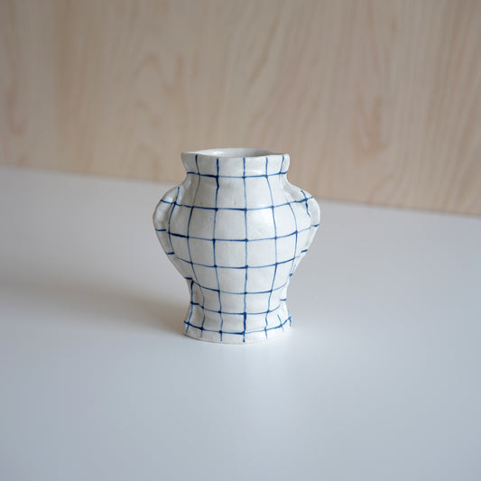 Fabramics - round sholder small vase - Line chek