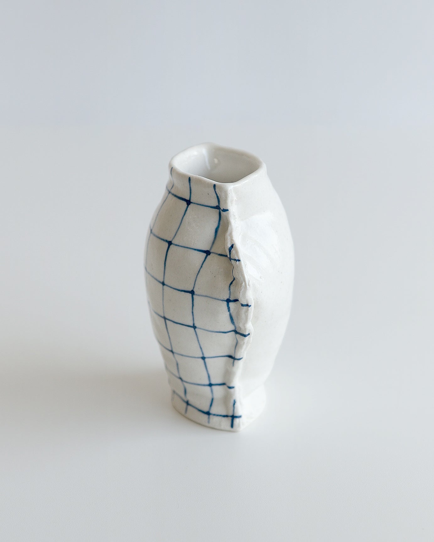 Fabramics - round sholder small vase - Line chek