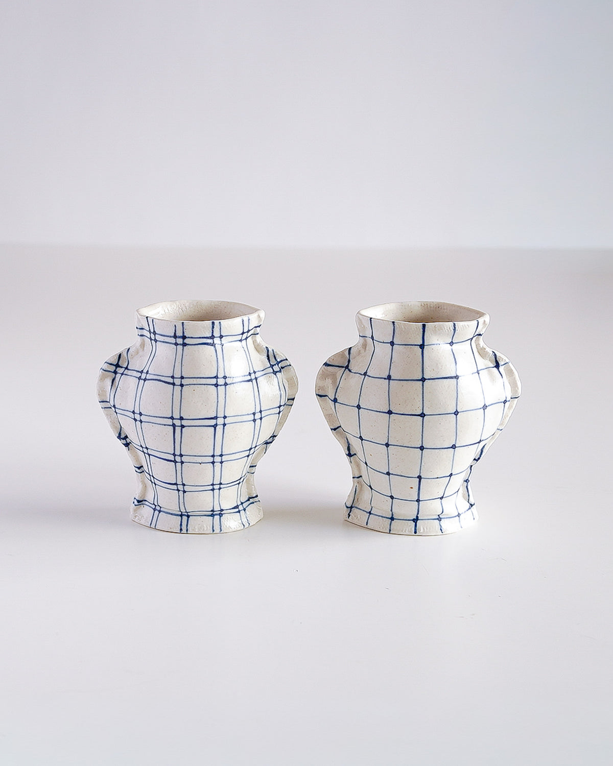 Fabramics - round sholder small vase - Line chek