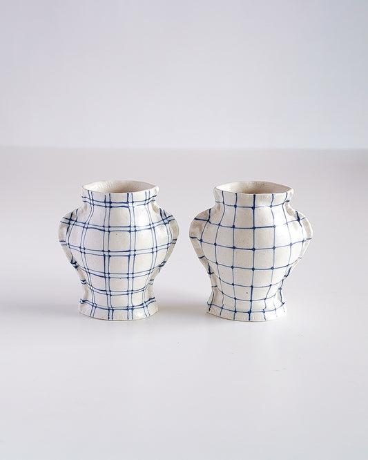 Fabramics - round sholder small vase - Line chek