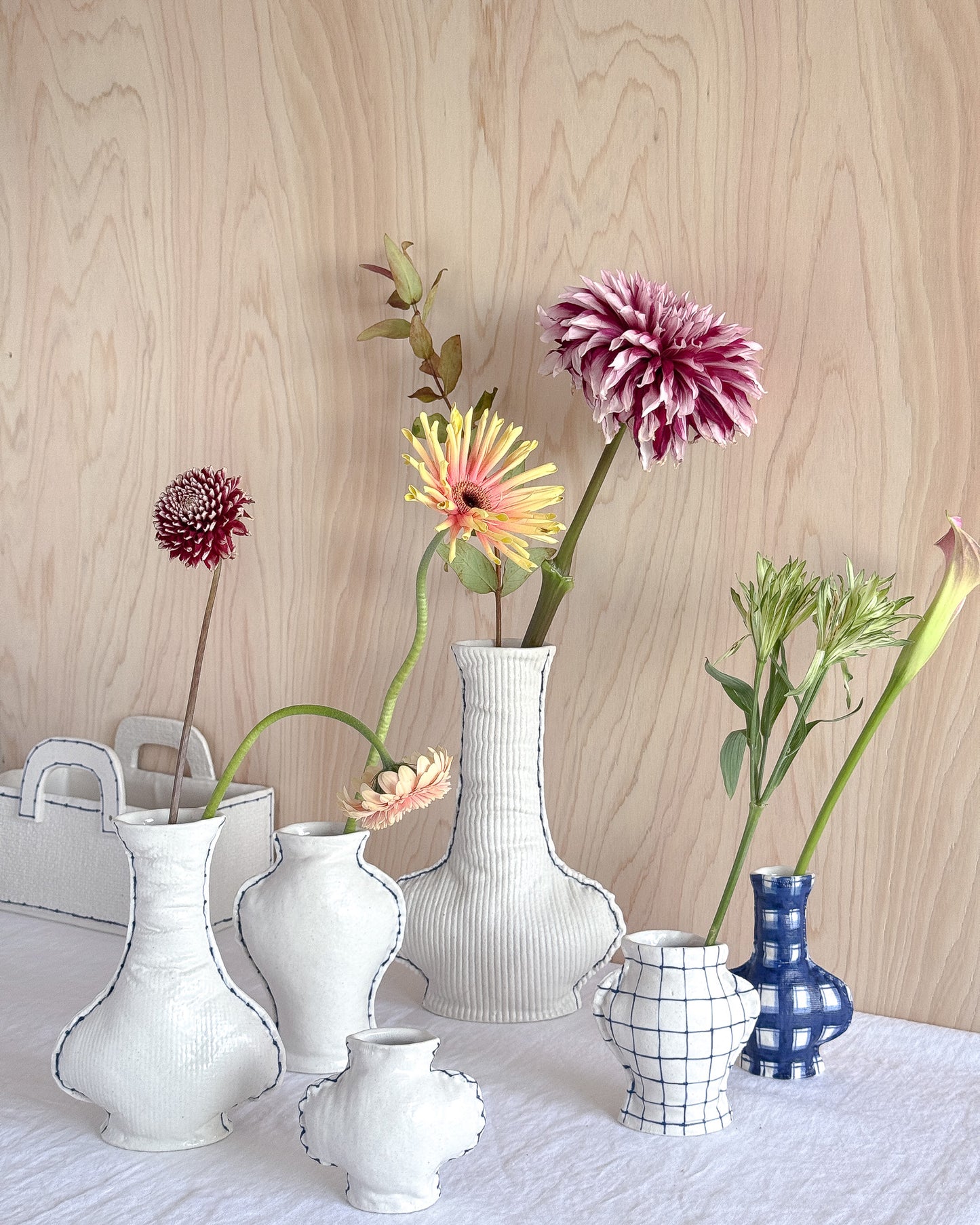 Fabramics - Quilted clothes long neck vase