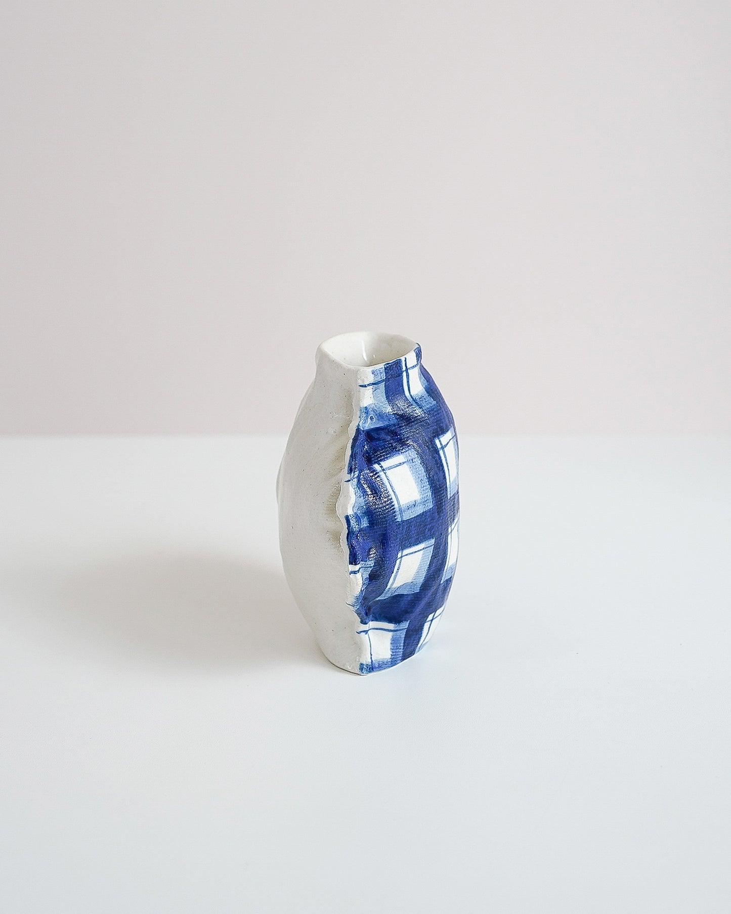 Fabramics - Round vase blue check